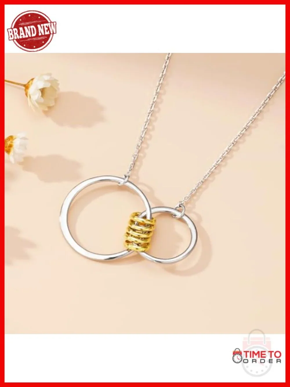925 Sterling Silver Circles Pendant Necklace Birthday Gift for Women